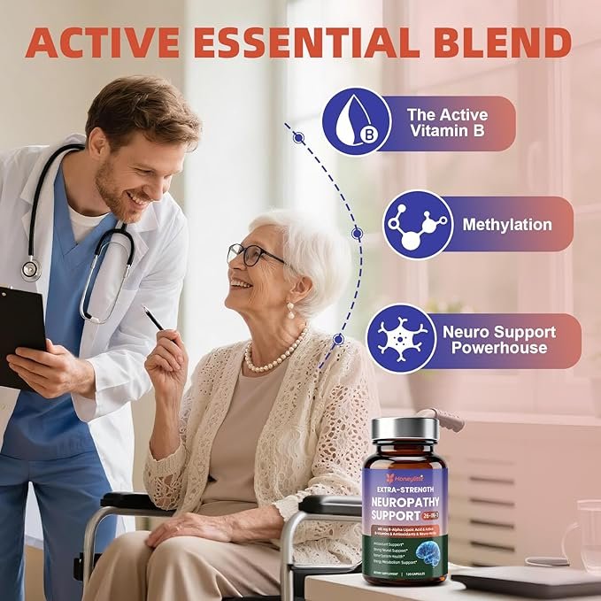 Alpha Lipoic Acid Neuropathy Supplements - with 600mg R-Alpha Lipoic Acid, NAC, ALC, Active Vitamin B12 B1 B2 B6, Magnesium - for Nerve Heath, Liver Detox, Antioxidant & Mental Support